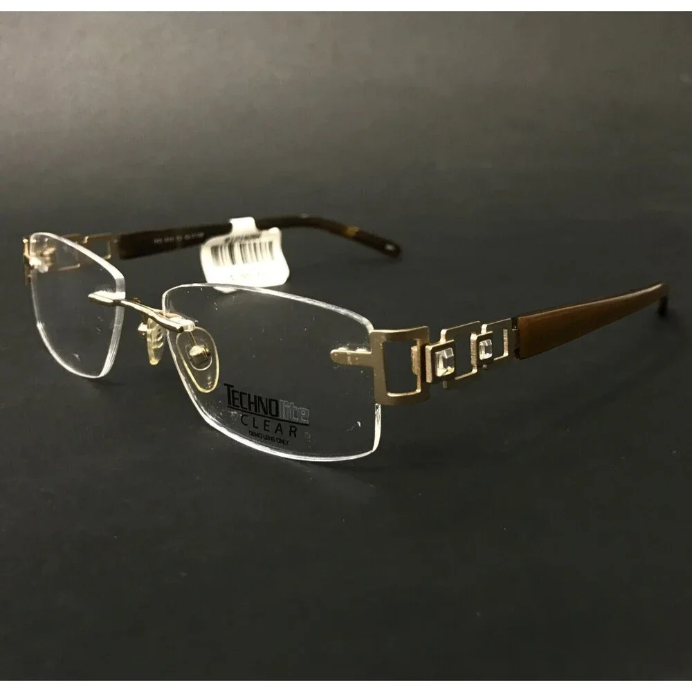 Technolite Clear Eyeglasses Frames TFD 1010 YG Gold Brown Tortoise 52-17-135